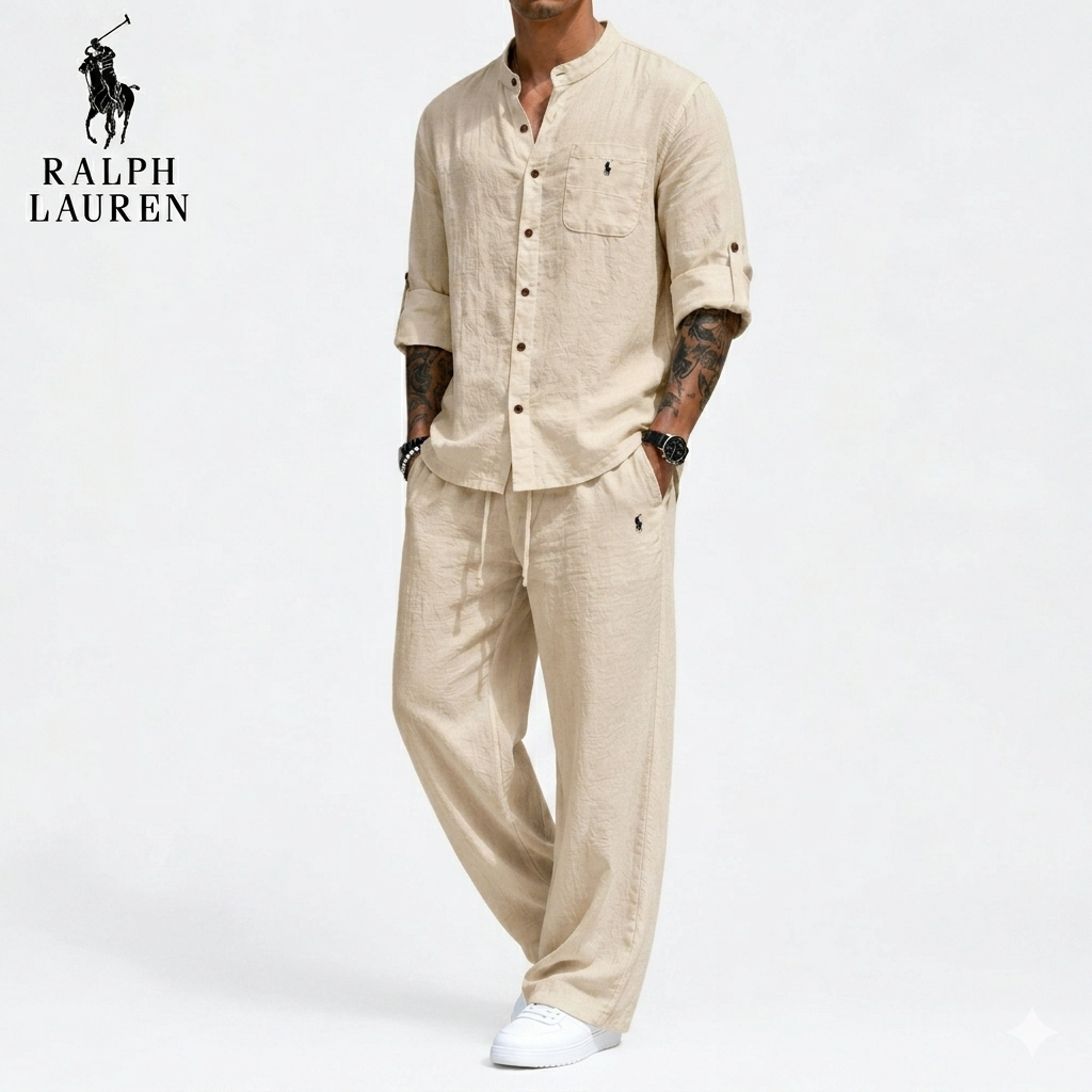RL™ | Completo Casual Due Pezzi da Uomo in Lino e Cotone