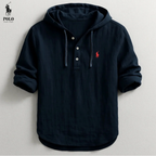 Camicia con cappuccio in lino di alta qualità