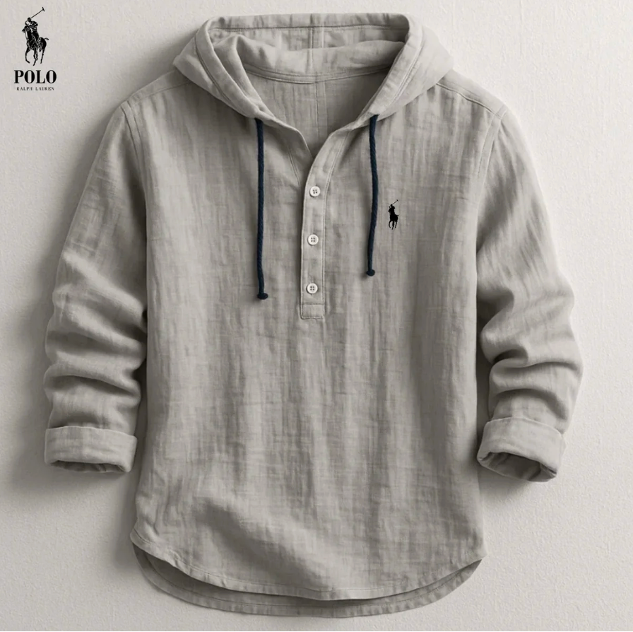 Camicia con cappuccio in lino di alta qualità