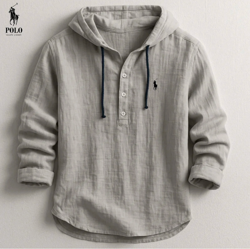 Camicia con cappuccio in lino di alta qualità