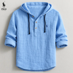 Camicia con cappuccio in lino di alta qualità