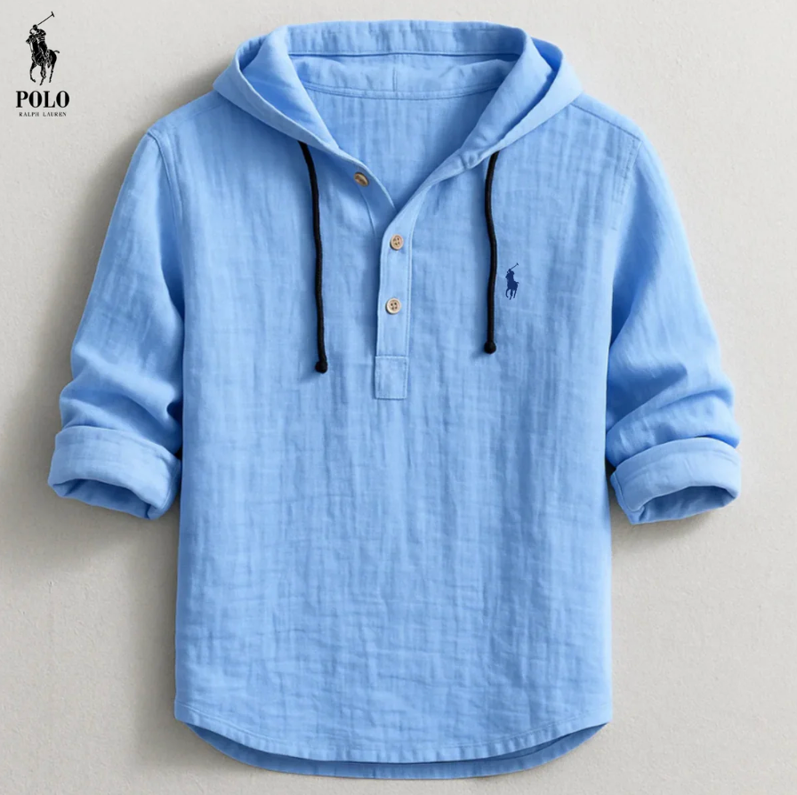 Camicia con cappuccio in lino di alta qualità