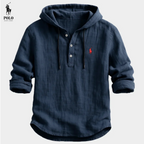 Camicia con cappuccio in lino di alta qualità